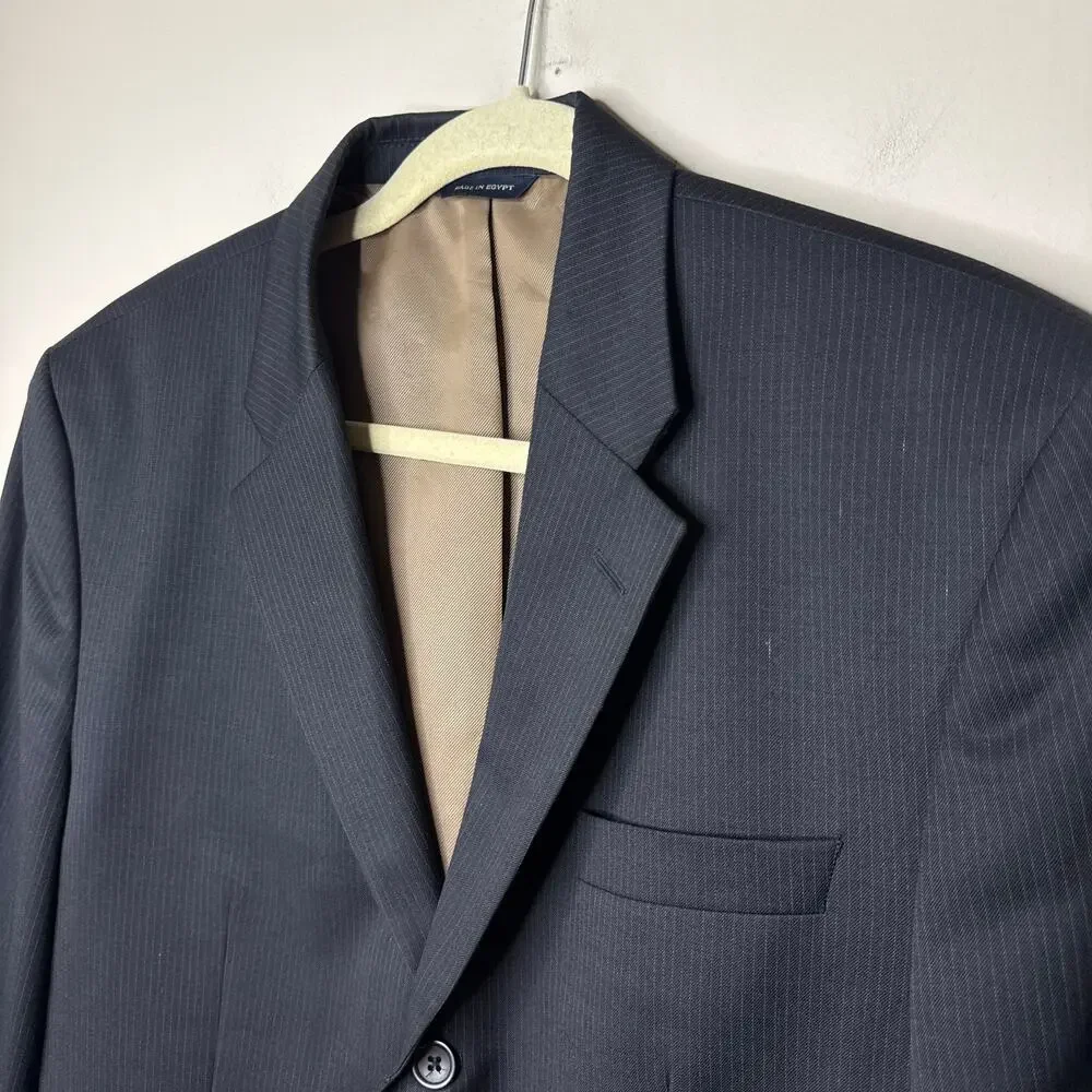 Banana Republic 42R Wool‎ Black Pinstripe Three-Button Single-Breasted Blazer